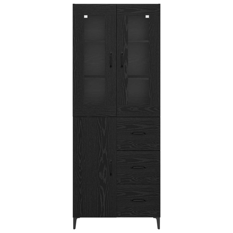 Highboard Czarny Dąb 69,5 x 34 x 180 cm Materiał drewnopochodny