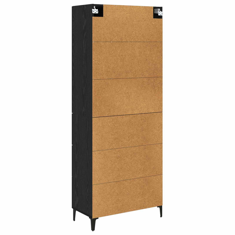 Highboard Czarny Dąb 69,5 x 34 x 180 cm Materiał drewnopochodny