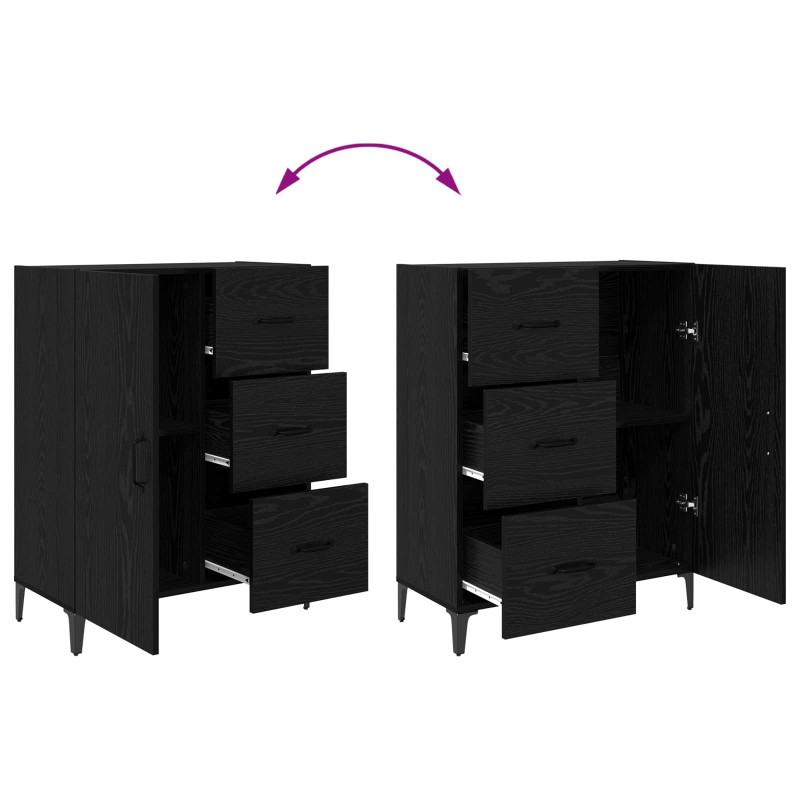 Highboard Czarny Dąb 69,5 x 34 x 180 cm Materiał drewnopochodny