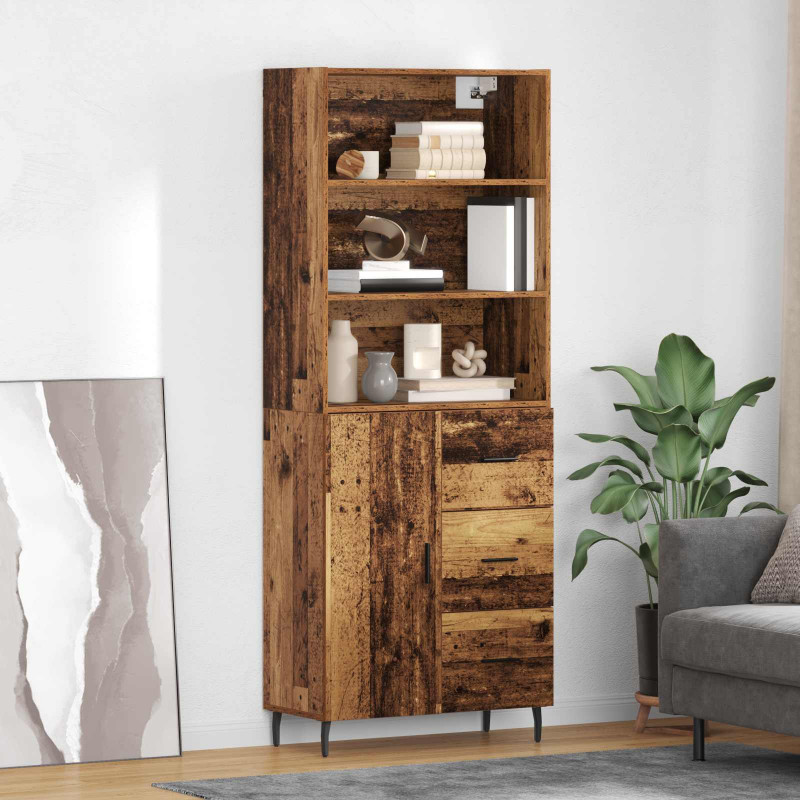 Highboard z szufladą 2 pcs Stare drewno Materiał drewnopochodny