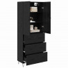 Highboard 2 pcs Czarny Dąb Drewno inżynieryjne i szkło