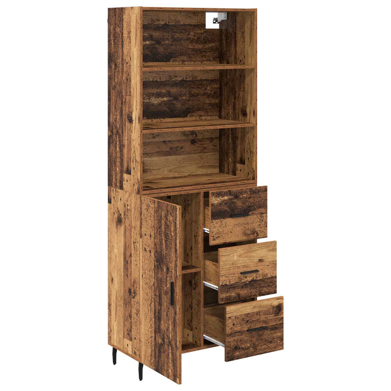 Highboard z szufladą 2 pcs Stare drewno Materiał drewnopochodny