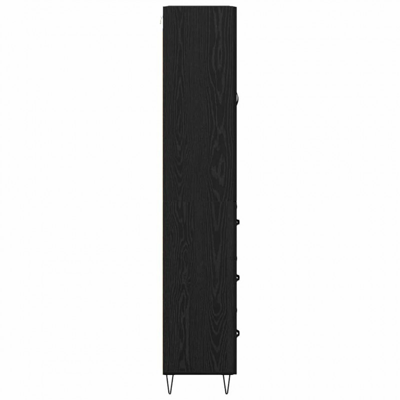 Highboard 2 pcs Czarny Dąb Drewno inżynieryjne i szkło
