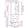 Highboard 2 pcs Czarny Dąb Drewno inżynieryjne i szkło