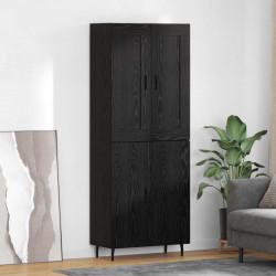 Highboard 2 pcs Czarny Dąb Materiał drewnopochodny