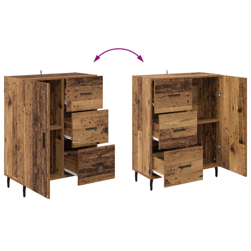 Highboard z szufladą 2 pcs Stare drewno Materiał drewnopochodny