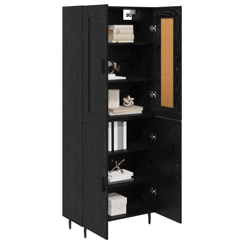 Highboard 2 pcs Czarny Dąb Materiał drewnopochodny