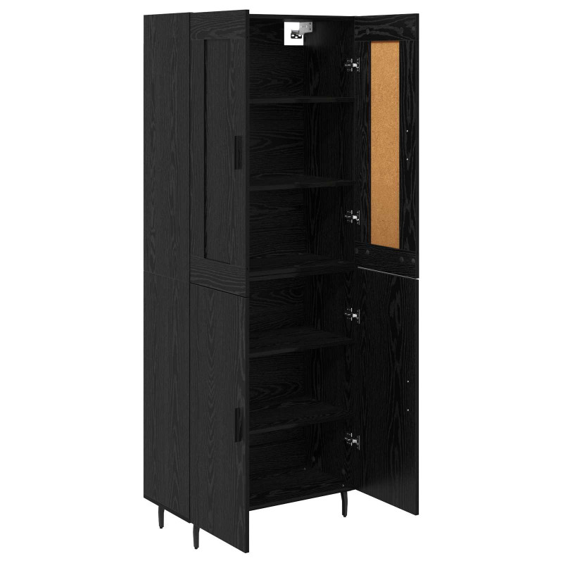 Highboard 2 pcs Czarny Dąb Materiał drewnopochodny