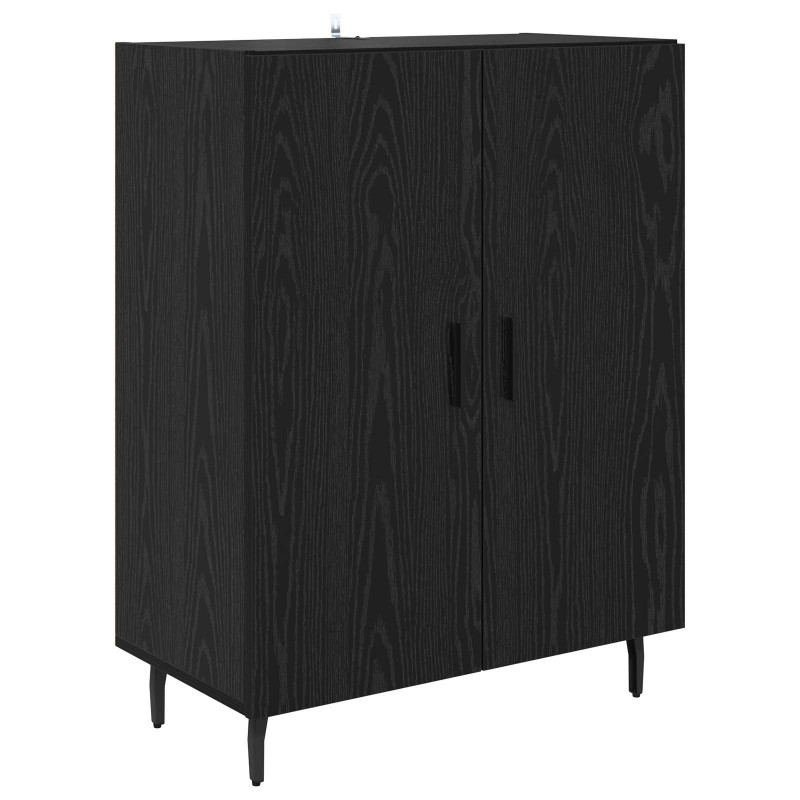 Highboard 2 pcs Czarny Dąb Materiał drewnopochodny