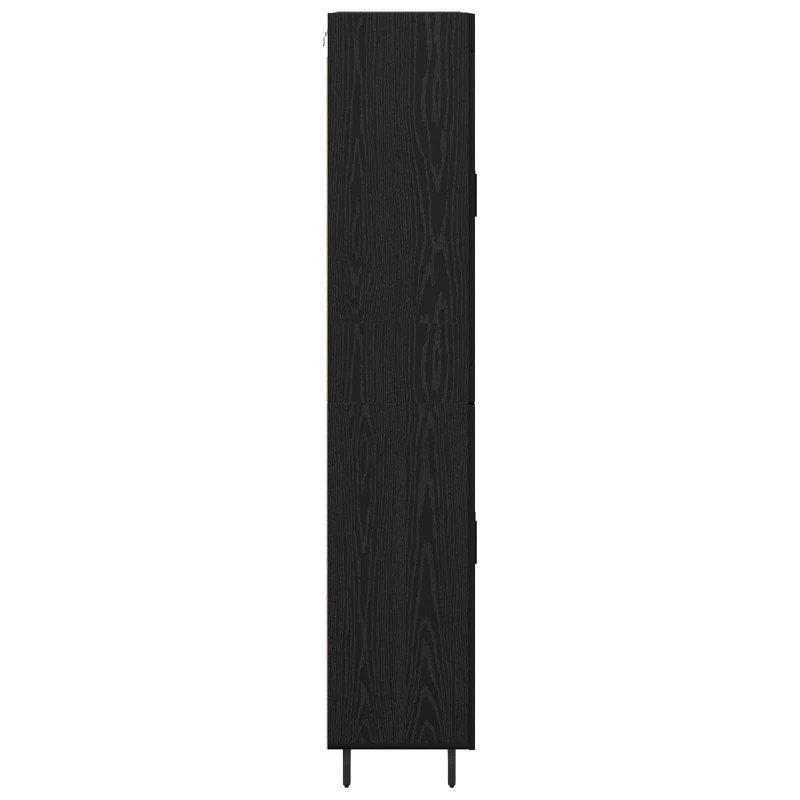 Highboard 2 pcs Czarny Dąb Materiał drewnopochodny