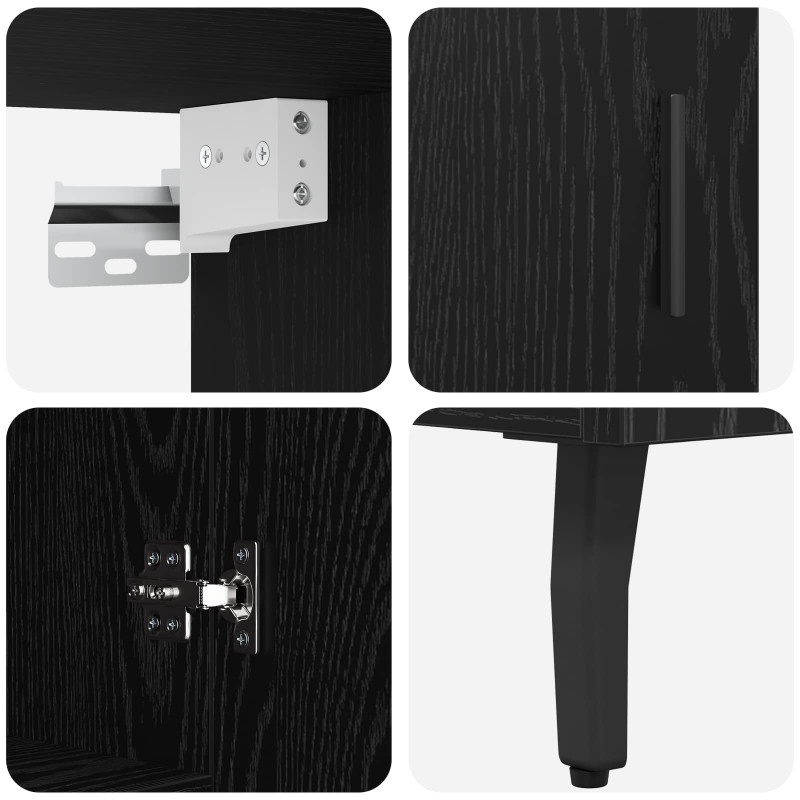 Highboard 2 pcs Czarny Dąb Materiał drewnopochodny