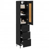 Highboard Czarny Dąb 34,5 x 34 x 180 cm Materiał drewnopochodny