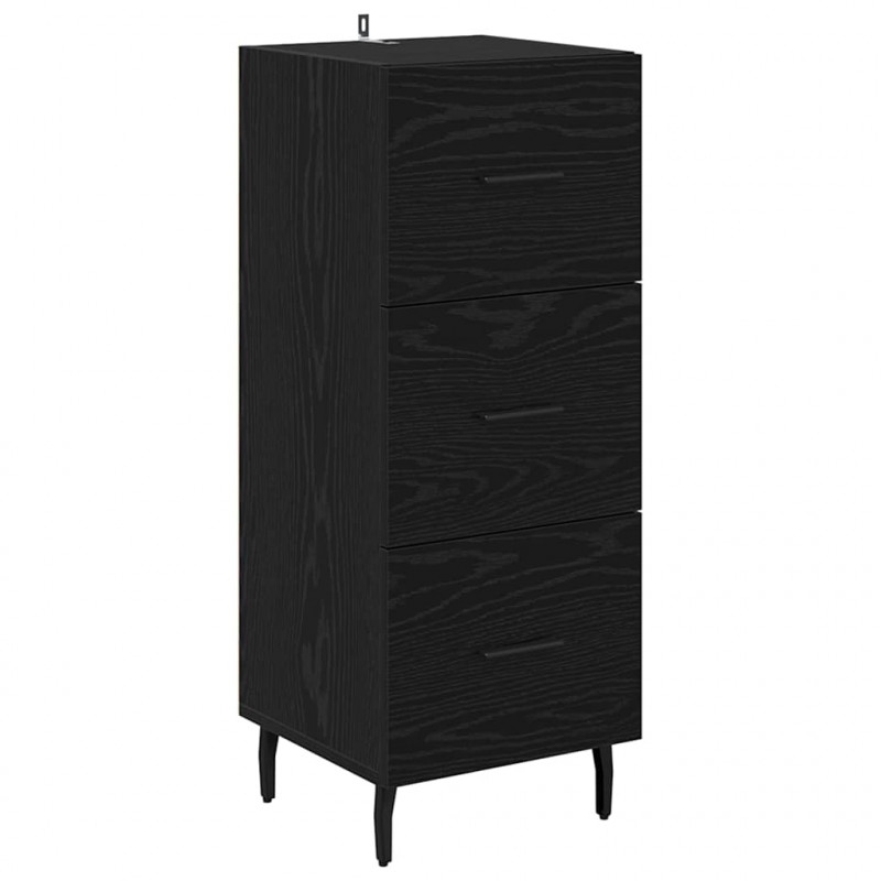 Highboard Czarny Dąb 34,5 x 34 x 180 cm Materiał drewnopochodny