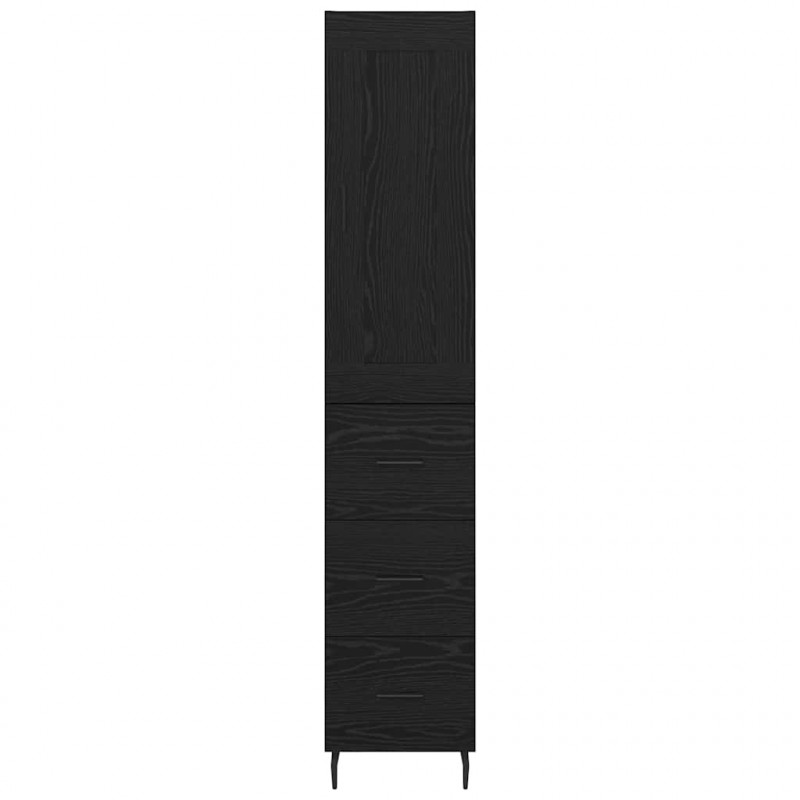 Highboard Czarny Dąb 34,5 x 34 x 180 cm Materiał drewnopochodny