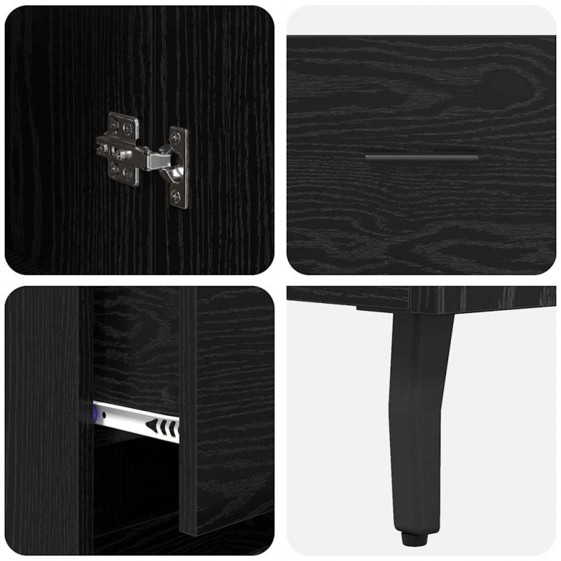 Highboard Czarny Dąb 34,5 x 34 x 180 cm Materiał drewnopochodny