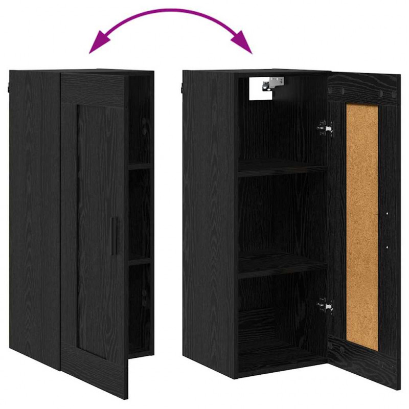 Highboard Czarny Dąb 34,5 x 34 x 180 cm Materiał drewnopochodny