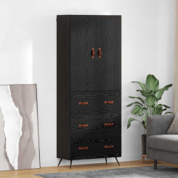 Highboard Czarny Dąb 69,5 x 34 x 180 cm Materiał drewnopochodny