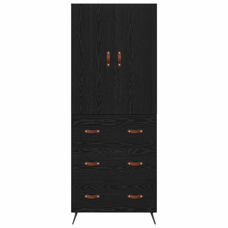 Highboard Czarny Dąb 69,5 x 34 x 180 cm Materiał drewnopochodny