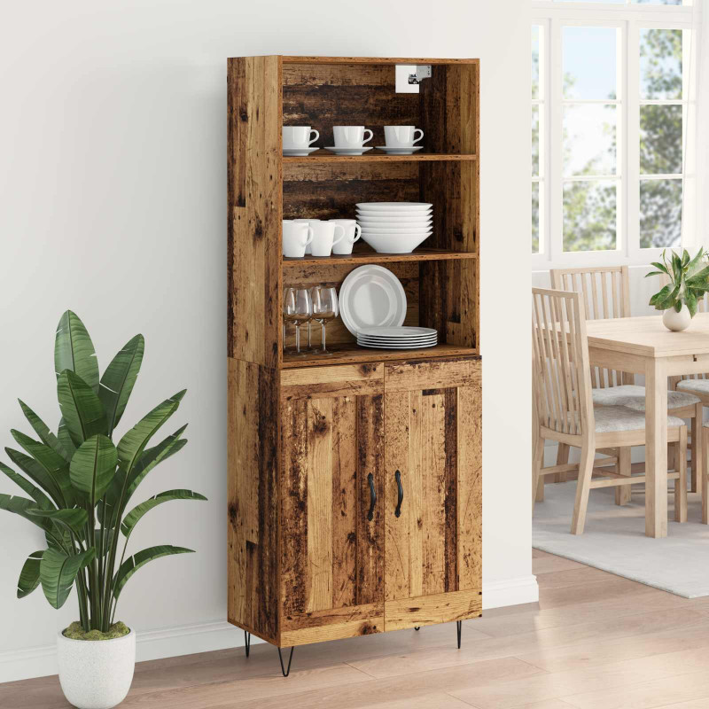 Highboard 2 pcs Stare drewno Materiał drewnopochodny