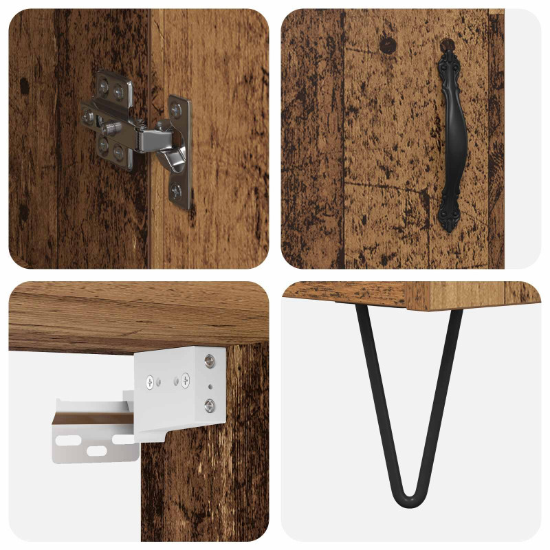 Highboard 2 pcs Stare drewno Materiał drewnopochodny