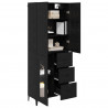 Highboard Czarny Dąb 69,5 x 34 x 180 cm Materiał drewnopochodny