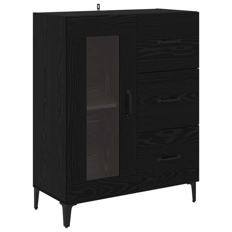 Highboard Czarny Dąb 69,5 x 34 x 180 cm Materiał drewnopochodny