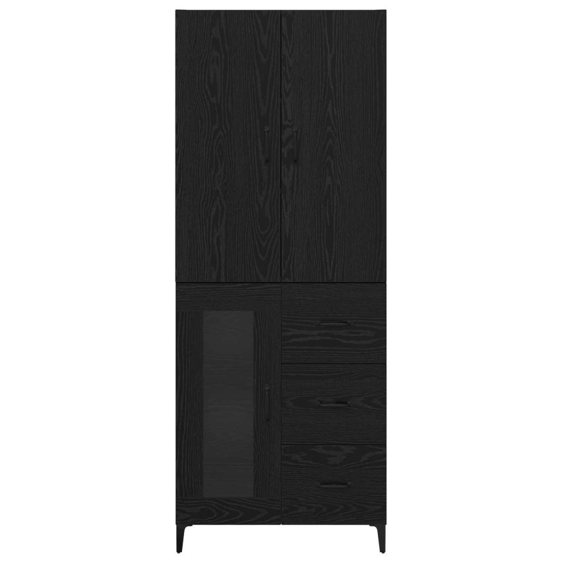 Highboard Czarny Dąb 69,5 x 34 x 180 cm Materiał drewnopochodny