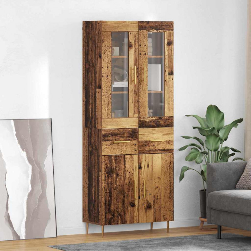 Highboard z szufladą 2 pcs Stare drewno Materiał drewnopochodny