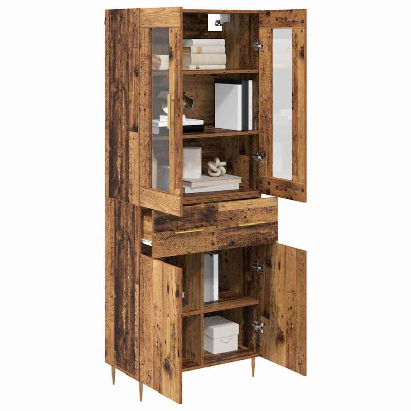 Highboard z szufladą 2 pcs Stare drewno Materiał drewnopochodny