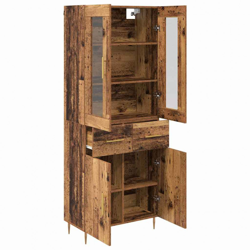 Highboard z szufladą 2 pcs Stare drewno Materiał drewnopochodny