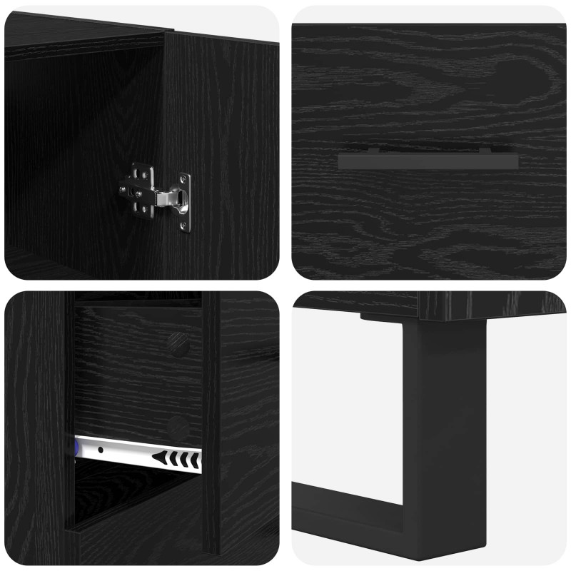 Highboard z szufladą 2 pcs Czarny Dąb 69,5 x 34 x 180 cm