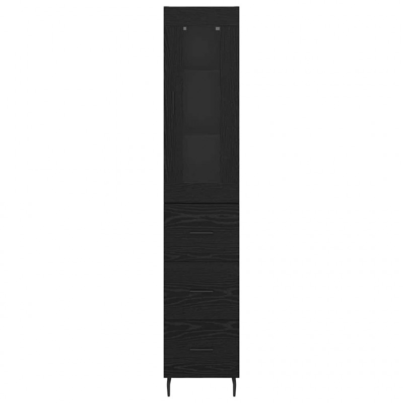 Highboard Czarny Dąb 34,5 x 34 x 180 cm Materiał drewnopochodny