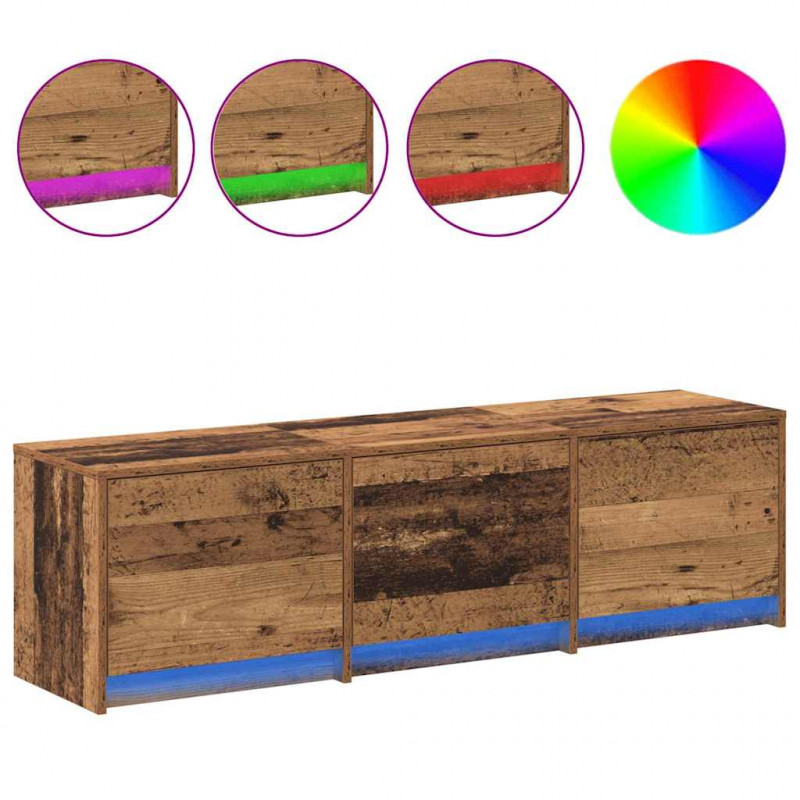 Szafka RTV z LED z paskami LED Stare drewno 140 x 34 x 40 cm