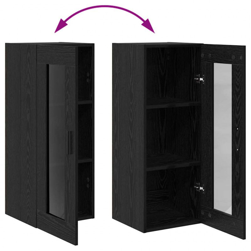 Highboard Czarny Dąb 34,5 x 34 x 180 cm Materiał drewnopochodny