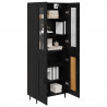 Highboard 2 pcs Czarny Dąb Drewno inżynieryjne i szkło