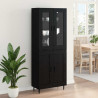 Highboard 2 pcs Czarny Dąb Drewno inżynieryjne i szkło