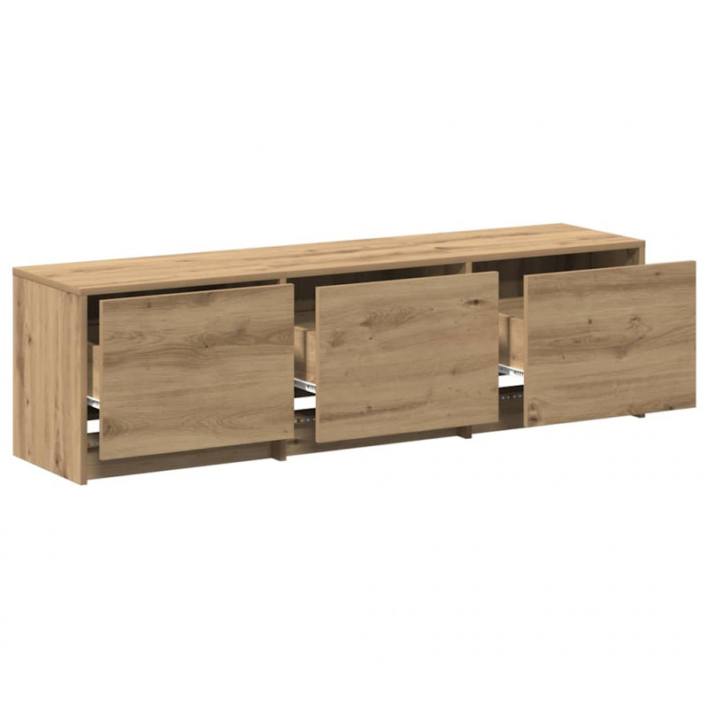 Szafka RTV z LED z szufladą Dąb rzemieślniczy 140 x 34 x 40 cm