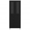 Highboard 2 pcs Czarny Dąb Drewno inżynieryjne i szkło