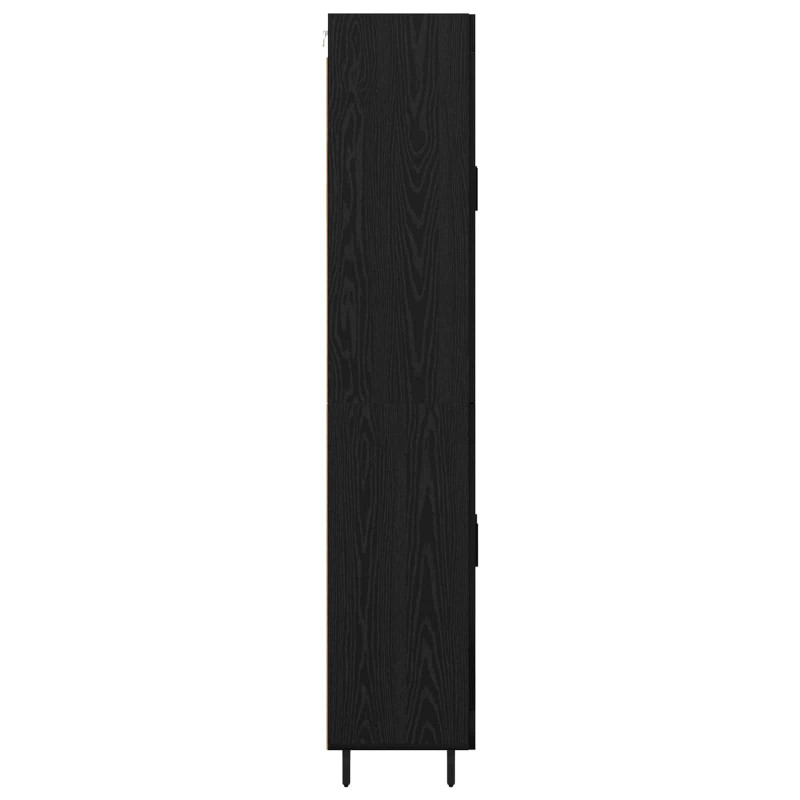 Highboard 2 pcs Czarny Dąb Drewno inżynieryjne i szkło