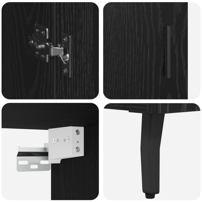 Highboard 2 pcs Czarny Dąb Drewno inżynieryjne i szkło
