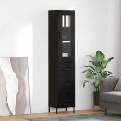 Highboard Czarny Dąb 34,5 x 34 x 180 cm Materiał drewnopochodny