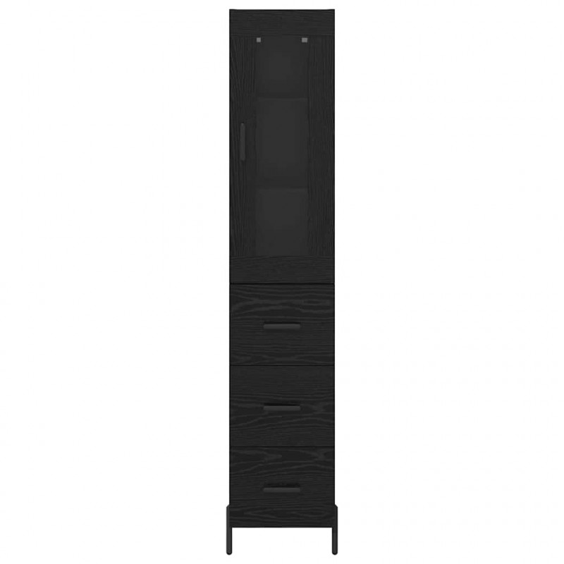 Highboard Czarny Dąb 34,5 x 34 x 180 cm Materiał drewnopochodny