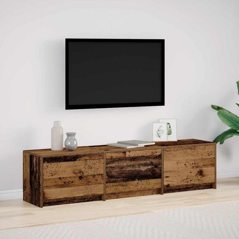 Szafka RTV z LED z paskami LED Stare drewno 165 x 34 x 40 cm