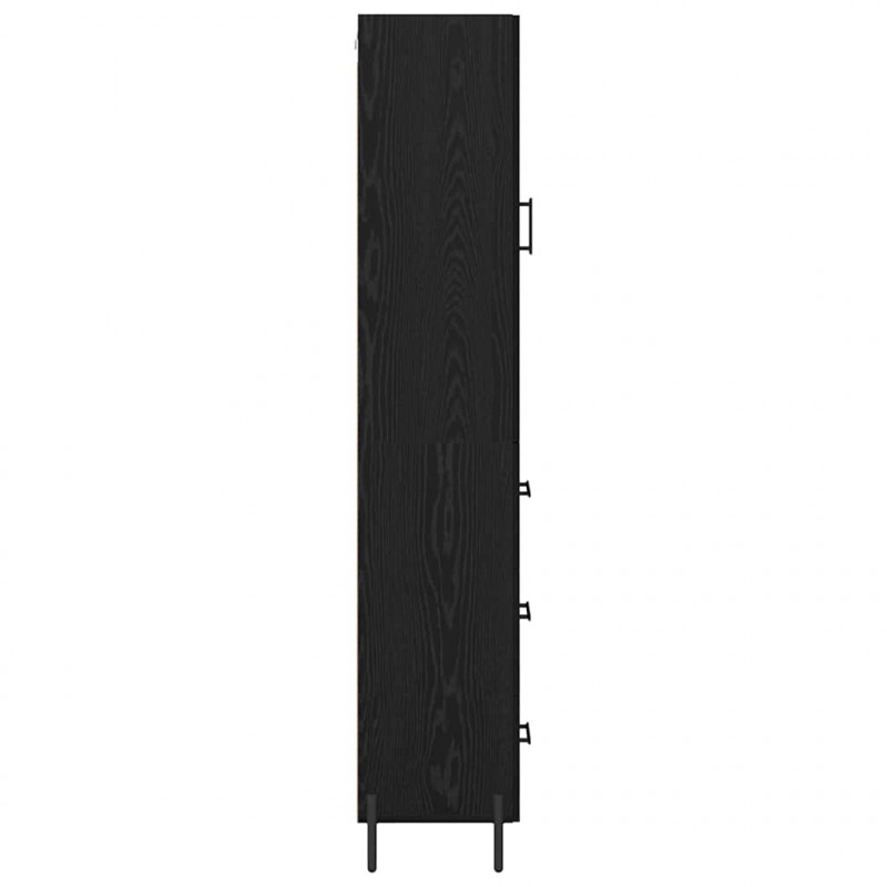Highboard Czarny Dąb 34,5 x 34 x 180 cm Materiał drewnopochodny