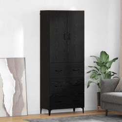 Highboard Czarny Dąb 69,5 x 34 x 180 cm Materiał drewnopochodny