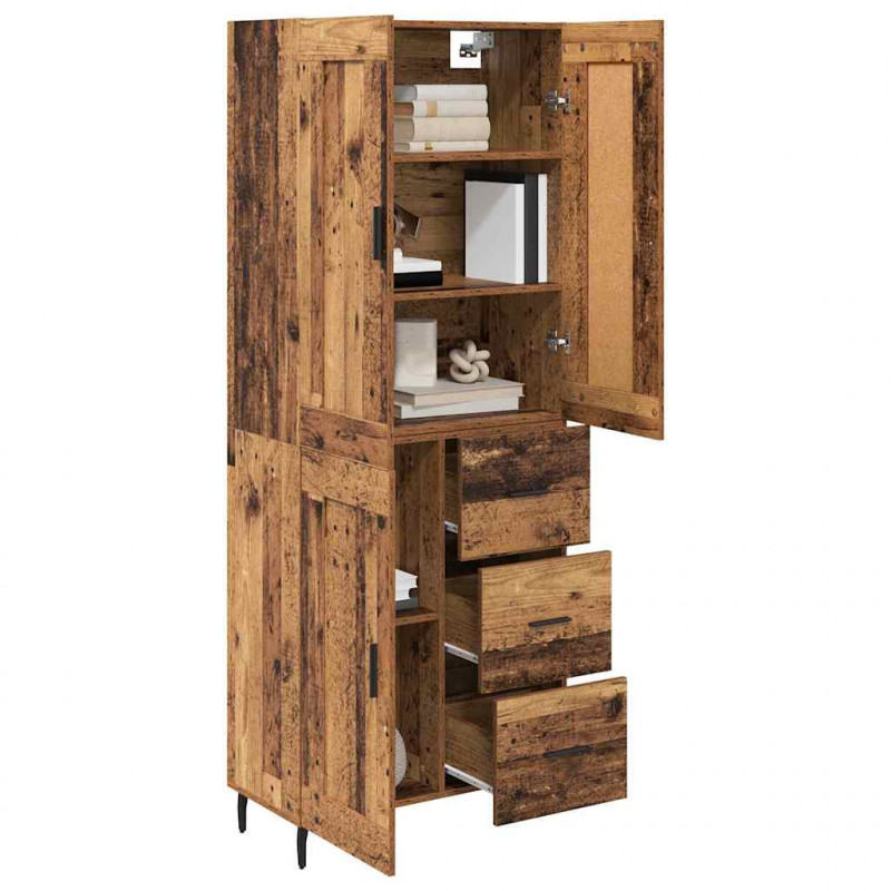 Highboard z szufladą 2 pcs Stare drewno Materiał drewnopochodny