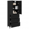 Highboard Czarny Dąb 69,5 x 34 x 180 cm Materiał drewnopochodny
