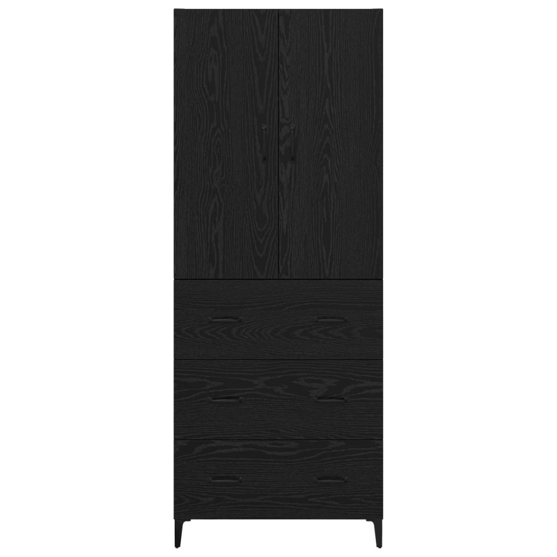 Highboard Czarny Dąb 69,5 x 34 x 180 cm Materiał drewnopochodny