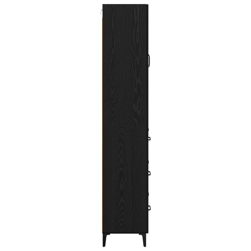 Highboard Czarny Dąb 69,5 x 34 x 180 cm Materiał drewnopochodny