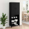 Highboard Czarny Dąb 69,5 x 34 x 180 cm Materiał drewnopochodny
